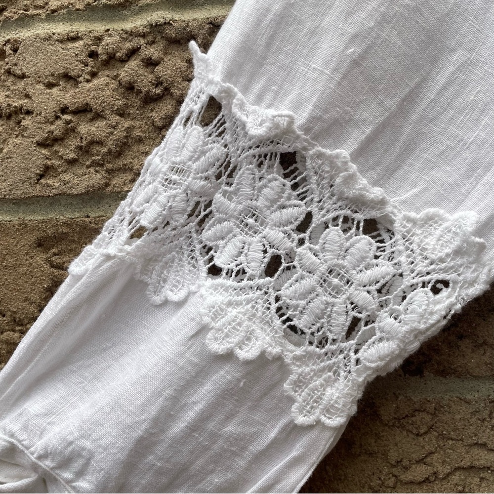 Elegant White Lace Trim Blouse - Picture 14 of 14
